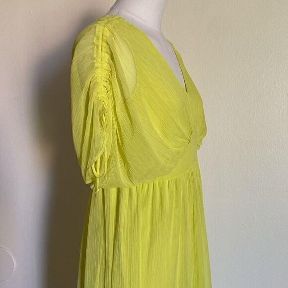 VERO MODA Aware Neon Yellow Cap Sleeve Ruffle Midi Dress Size XS NWT - Picture 8 of 15
